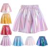 Girls Metallic Shiny Skirt A-Line Elastic Waistband Miniskirt for Dance Cheerleading Stage Performance