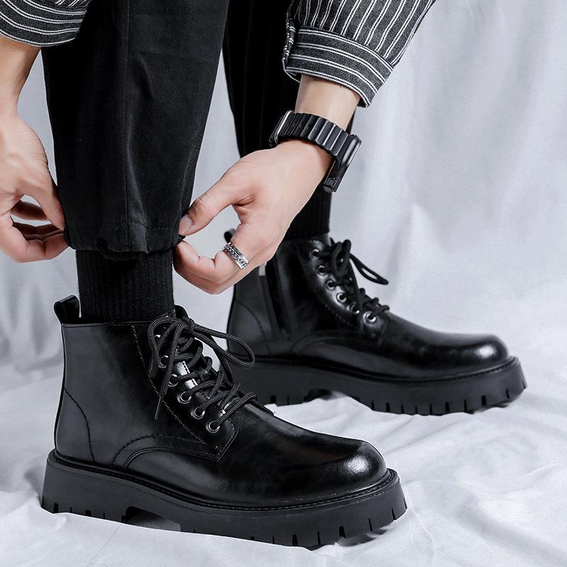 Ботинки мартин мужские весенне-осенние уличные ветрозащитные с высокой подошвой, локомотивные, в британском стиле, интернет-знаменитость, японские шнурованные термоботинки 6896-R