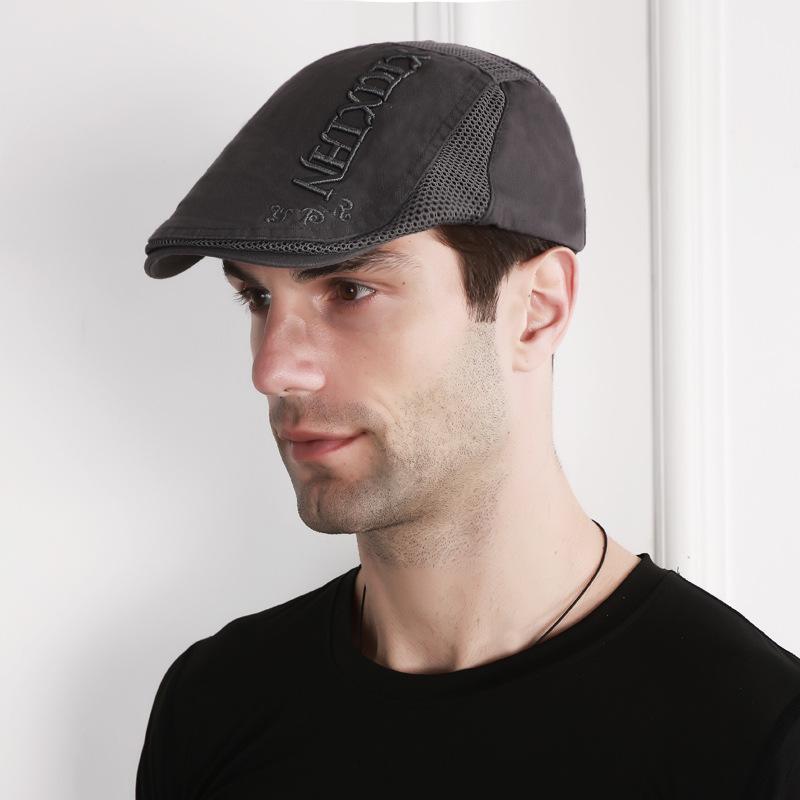 Сетчатая шляпа с язычком утки, мужской берет, весенне-летняя сетчатая кепка, дышащая солнцезащитная шляпа, шляпа M. Шелкография передняя крышка