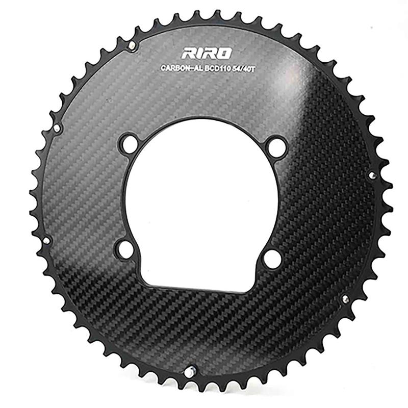 RIRO Carbon Fiber Chainrings 10-12S Super Light Road Bike Chainwheel 50-34/52-36/53-39/54-40T for Shimano 4-Bolts 110BCD Crank