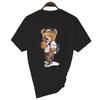 Luxury Brand Men's Short Sleeve T-shirts Summer Printed Black Funny Bear Harajuku Style Cotton Top y2k Streetwear Casual Tee Men