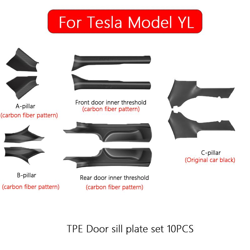 Для Tesla Model YL 2026 TPE Передние Задние Накладки на Порог Двери Водонепроницаемая Панель Защиты от Загрязнений и Ударов Аксессуары для Интерьера