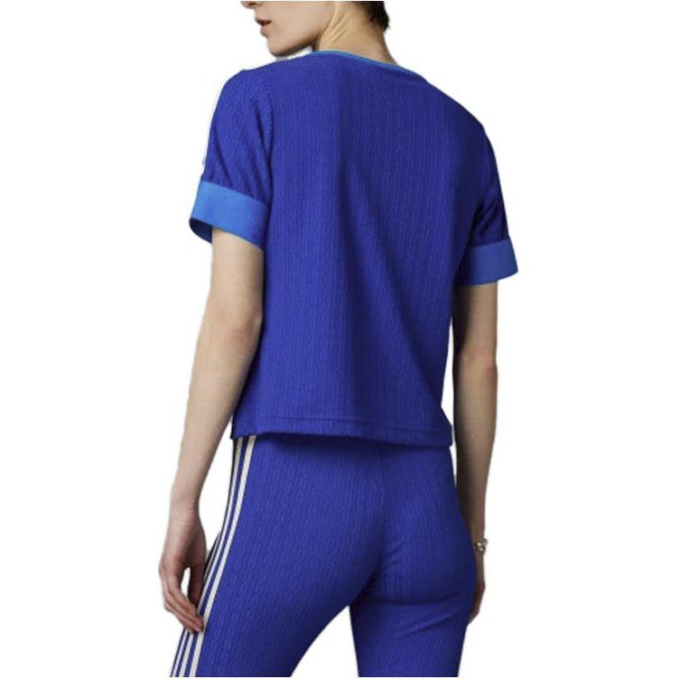 Adidas Оригинальная футболка Adicolor 70s Retro Series с вышитым логотипом и коротким рукавом, женские топы, синий IK7846