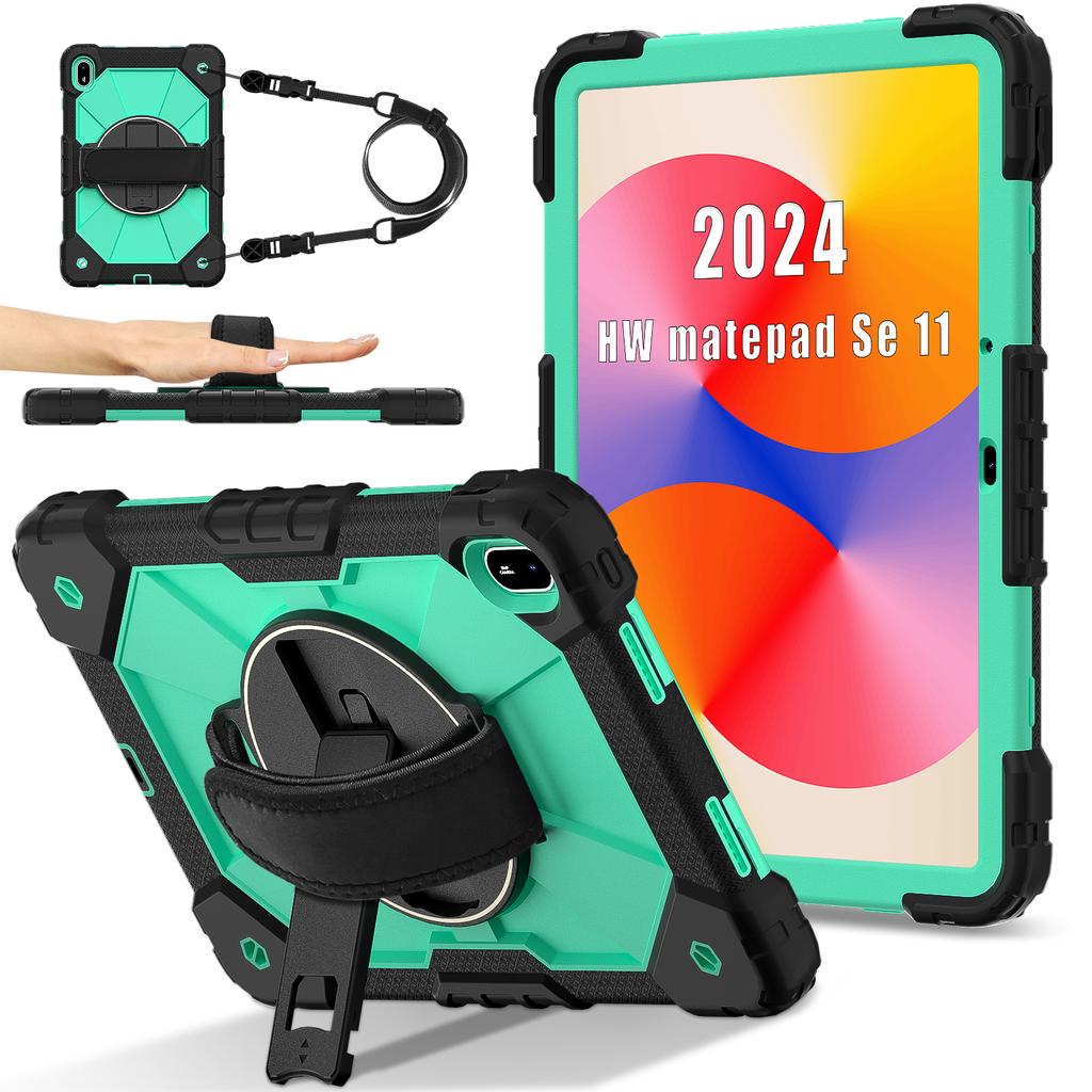 For Huawei MatePad SE 11 Case Kickstand Silicone+PC Tablet Cover with Shoulder Strap