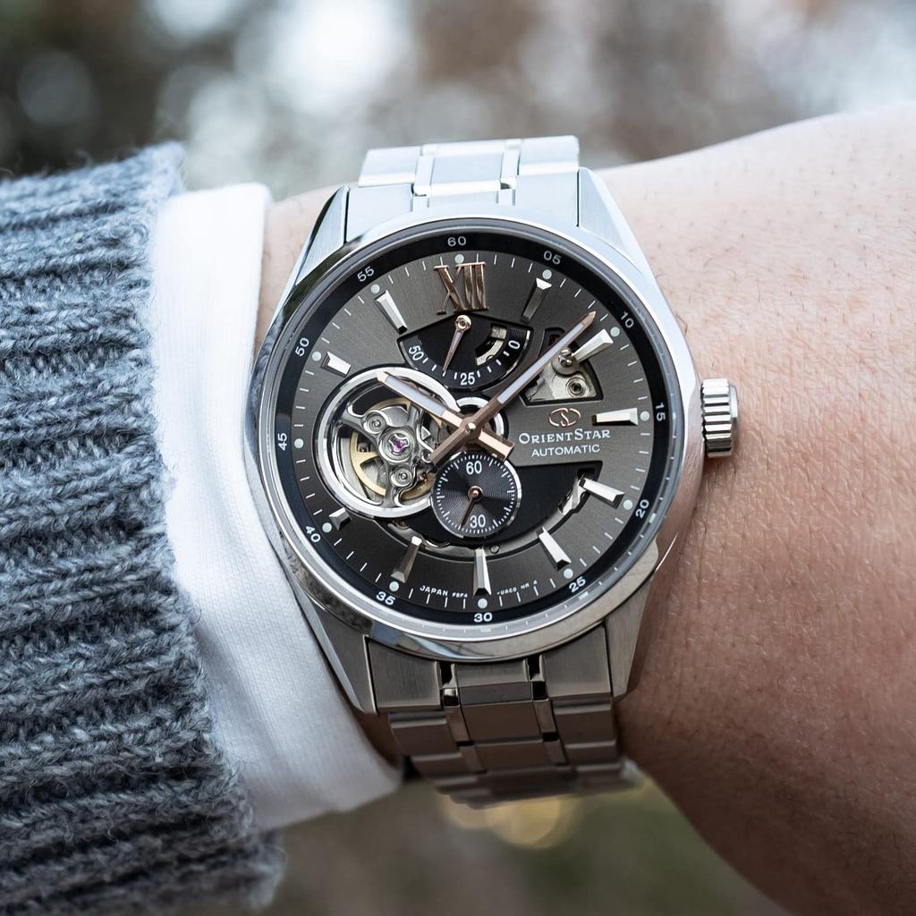 [ORIENT STAR] Автоматические мужские часы Modern Skeleton Open Heart Mechanical, сделано в Японии, 2 года гарантии, модель RK-AV0005N, серые