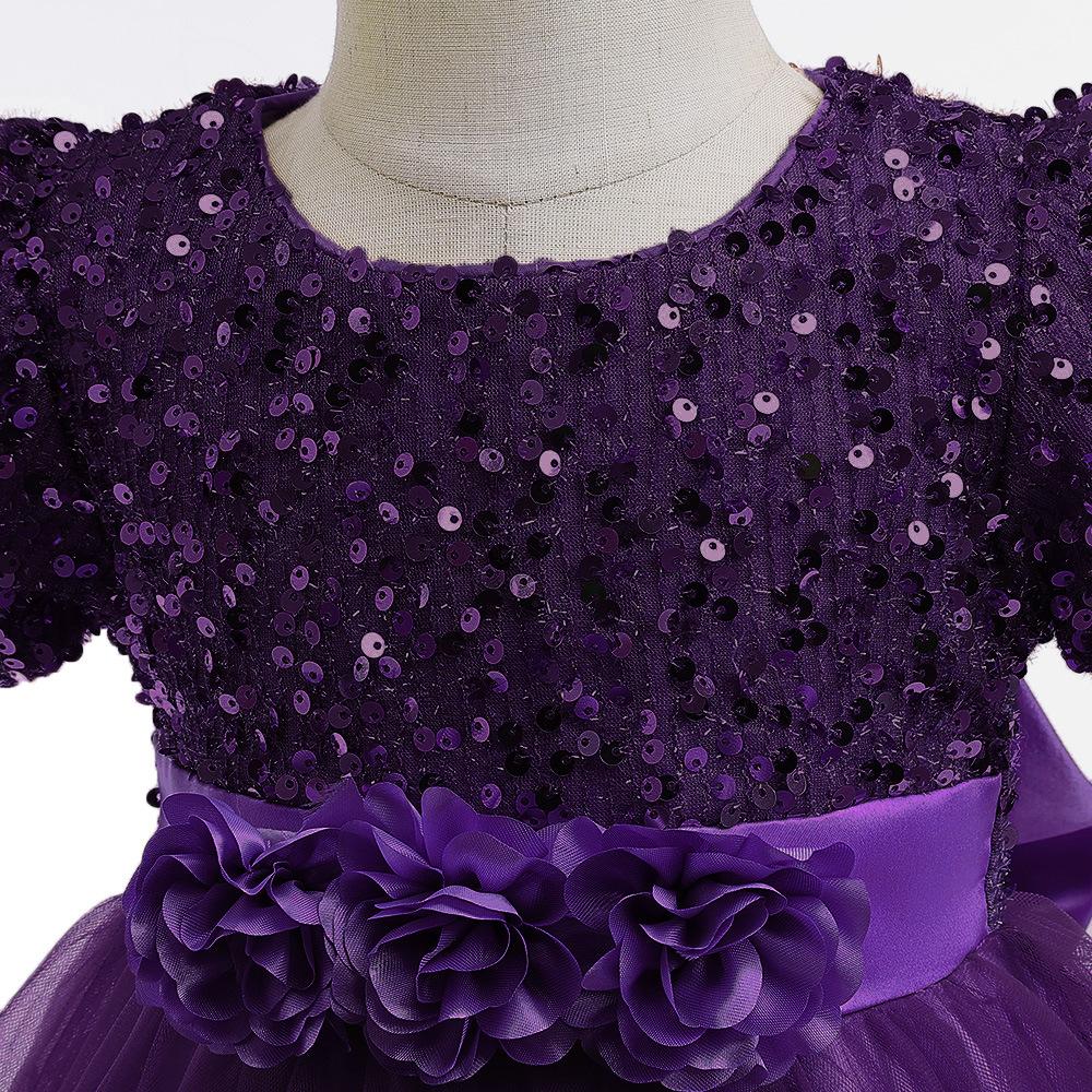 Великолепное детское платье с золотыми пайетками для вечеринки, свадебное платье подружки невесты, детское пышное платье, платье принцессы, одежда для маленьких девочек