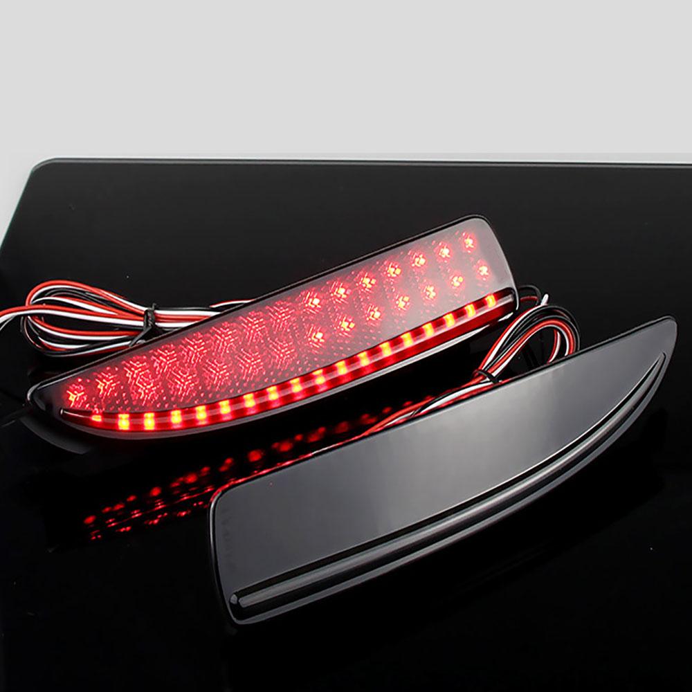 Pair Smoked Black LED Rear Bumper Reflector Brake Signal Lamps For Mazda 3 5 6