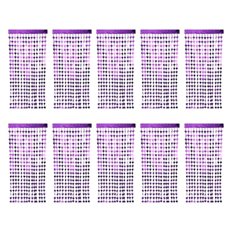 10 ШТ. Мерцающие Занавески из Мишуры с Дизайном Сердечек 1м X 2м Декорации для Фотозоны Свадьба Юбилей