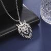 Hollow Lion Head Pendant Necklace Stainless Steel Charm Classic Animal Elements Pendant Necklace for Women Men Gifts