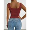 Women's Sleeveless Camisole Vest with Square Neckline, Casual Basic Style, Exposed Navel Top