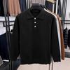 Solid Color Long Sleeve Polo Collar Wool Sweater