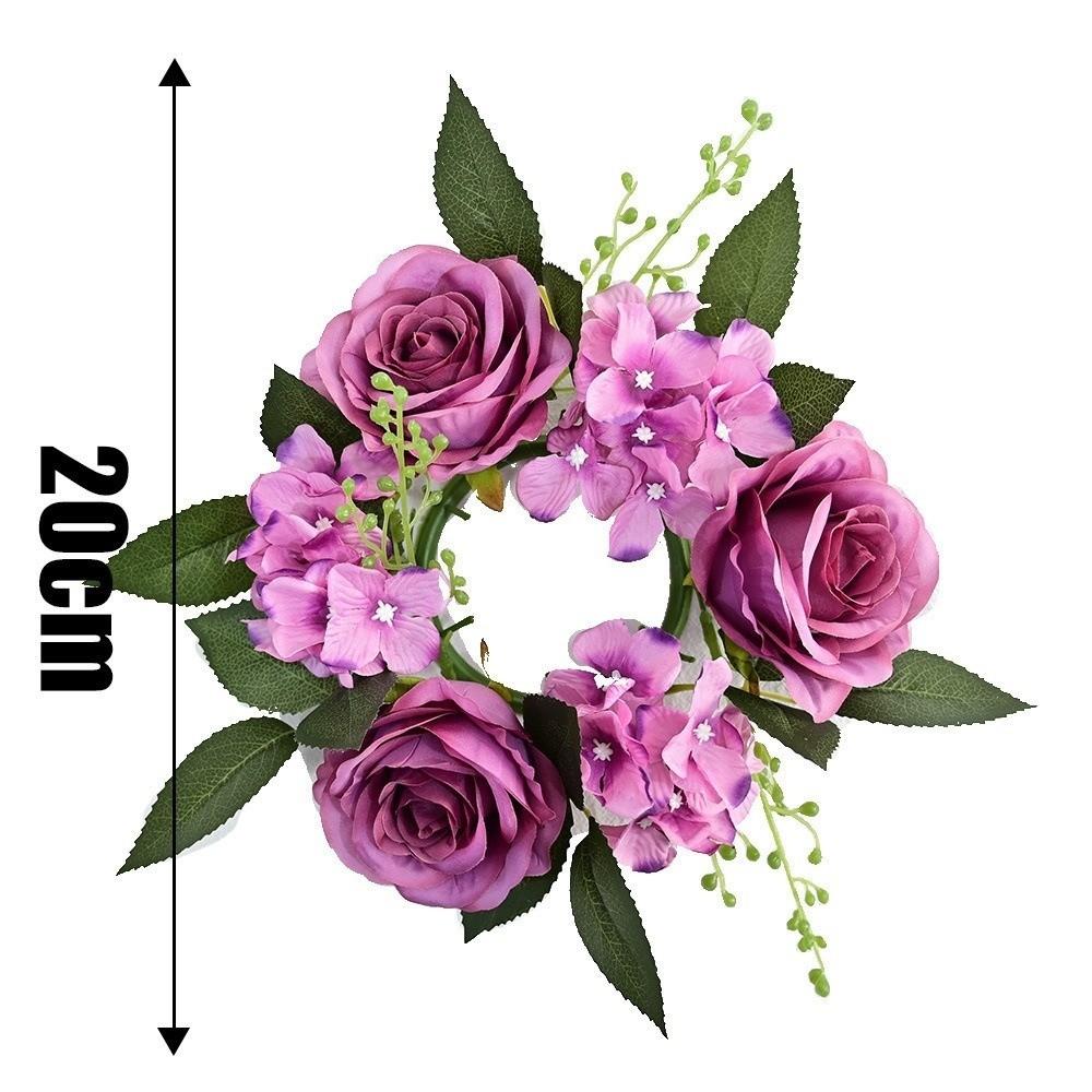 Simulated Candle Rings Wreaths Silk Fake Rose Flower 20cm Artificial Flowers Wedding Decoration