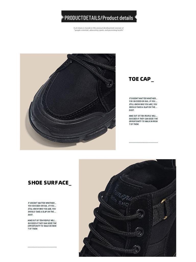 Трендовые женские парусиновые ботинки-платформы в стиле рыцарских ботинок на весну 2024 года - Универсальный корейский кампусный стиль