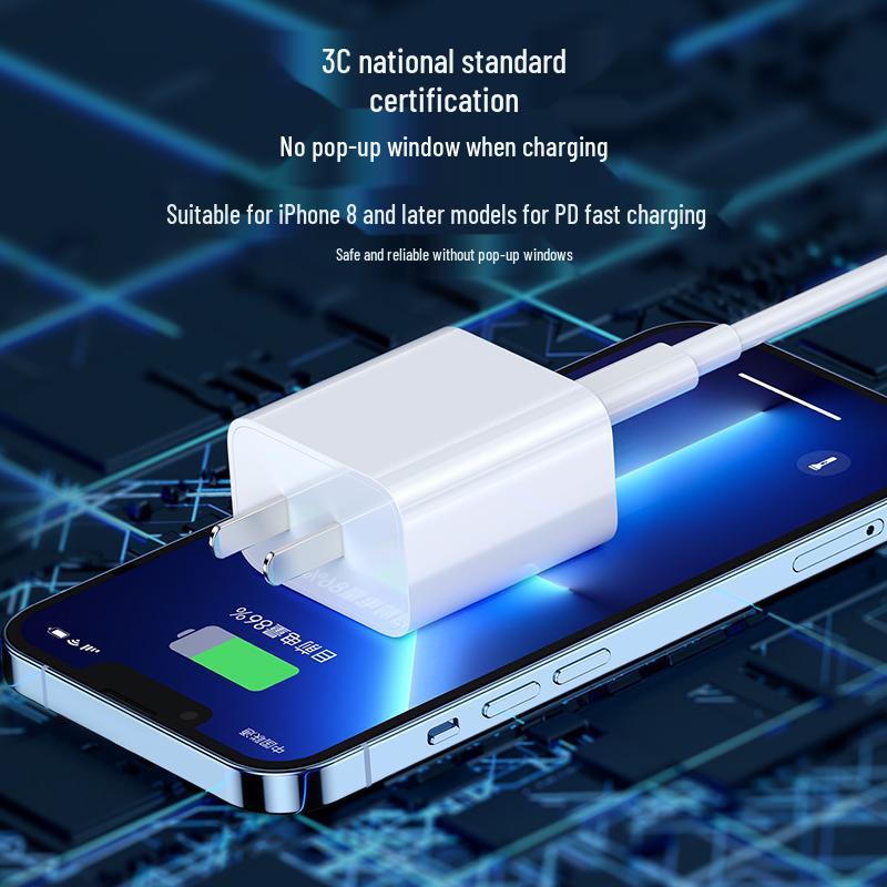 Совместимое быстрое зарядное устройство PD30W для iPhone 15/14 с кабелем данных Apple 16 и вилкой