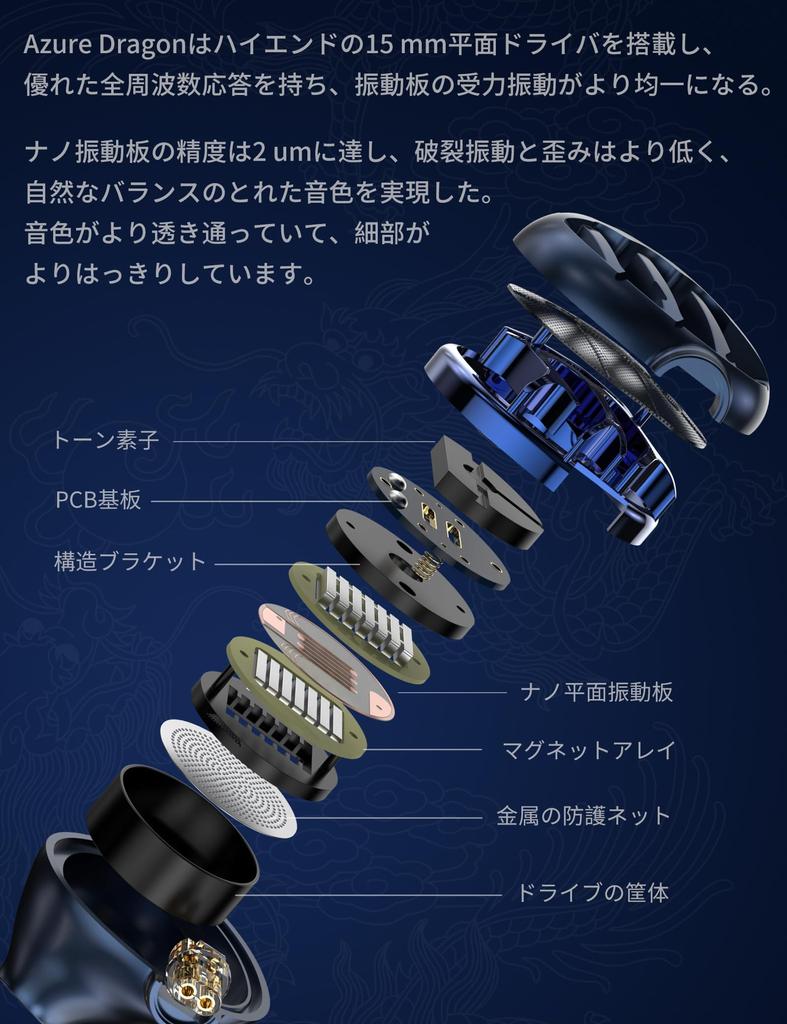 TRN Azure Dragon Seiryu Earphones Planar Drive Earphones Planar Magnetic Driver Monitor Earphones High Sound Isolation IEM Ear Monitor Canal Type