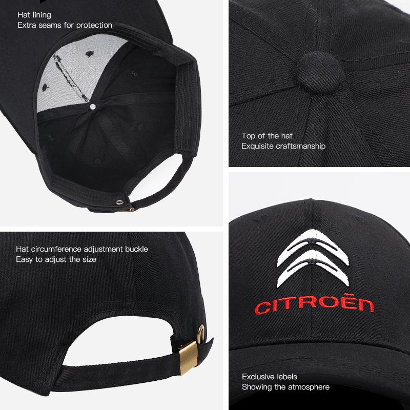 Автомобильная кепка с вышивкой логотипа «Утиный язык», бейсболка, 3D-шляпы, регулируемая, повседневная, тракер, хип-хоп, для Citroen C1 C2 C3 Vts C4 Saxo C4L C5