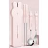 Набор ложка + вилка + палочки для еды + футляр Cute Rabbit для младенцев MP255, розовый