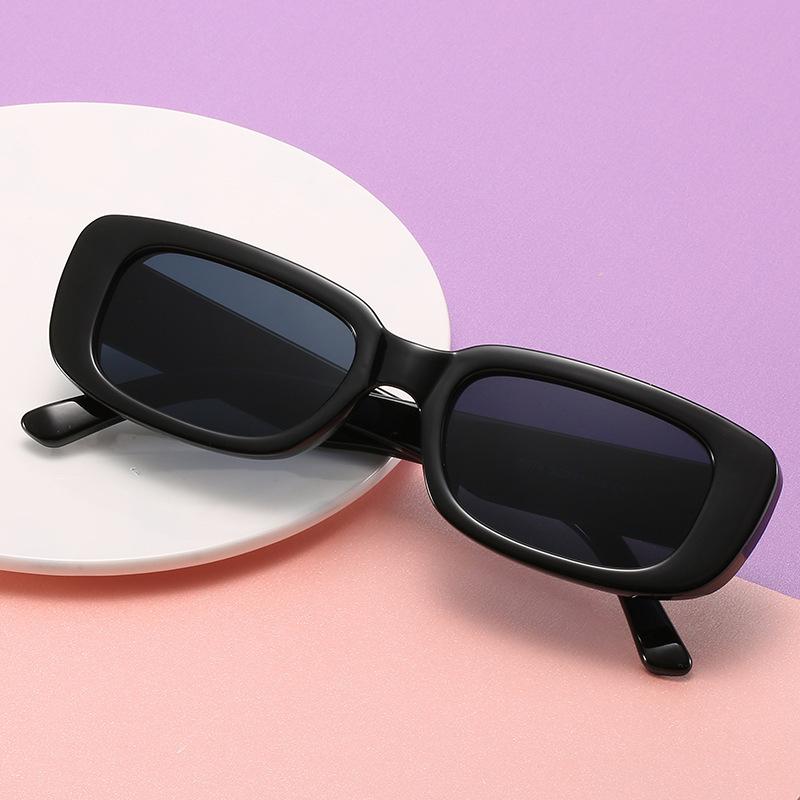 Vintage Black Square Sunglasses Woman Luxury Brand Small Rectangle Sun Glasses Female Gradient Clear Mirror