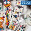 32pcs, Graffiti Animal Bookmarks, Back To School Season, Christmas, Halloween, Suitable for Teachers, Readers, and Birthdays.