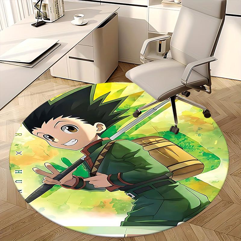 1 шт. Hunter x Hunter Леорио Аниме Мультяшный Дизайн Круглый Ковер Коврик под Офисное Кресло Нескользящий Ковер Подходит для Домашнего Декора, Гостиной