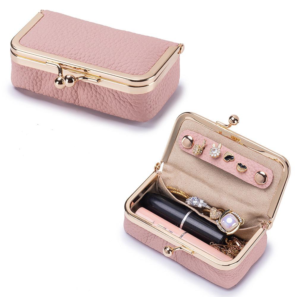 Exquisite Leather Jewelry Storage Bag Solid Color Jewelry Storage Box Cosmetic Bag Woman Girls