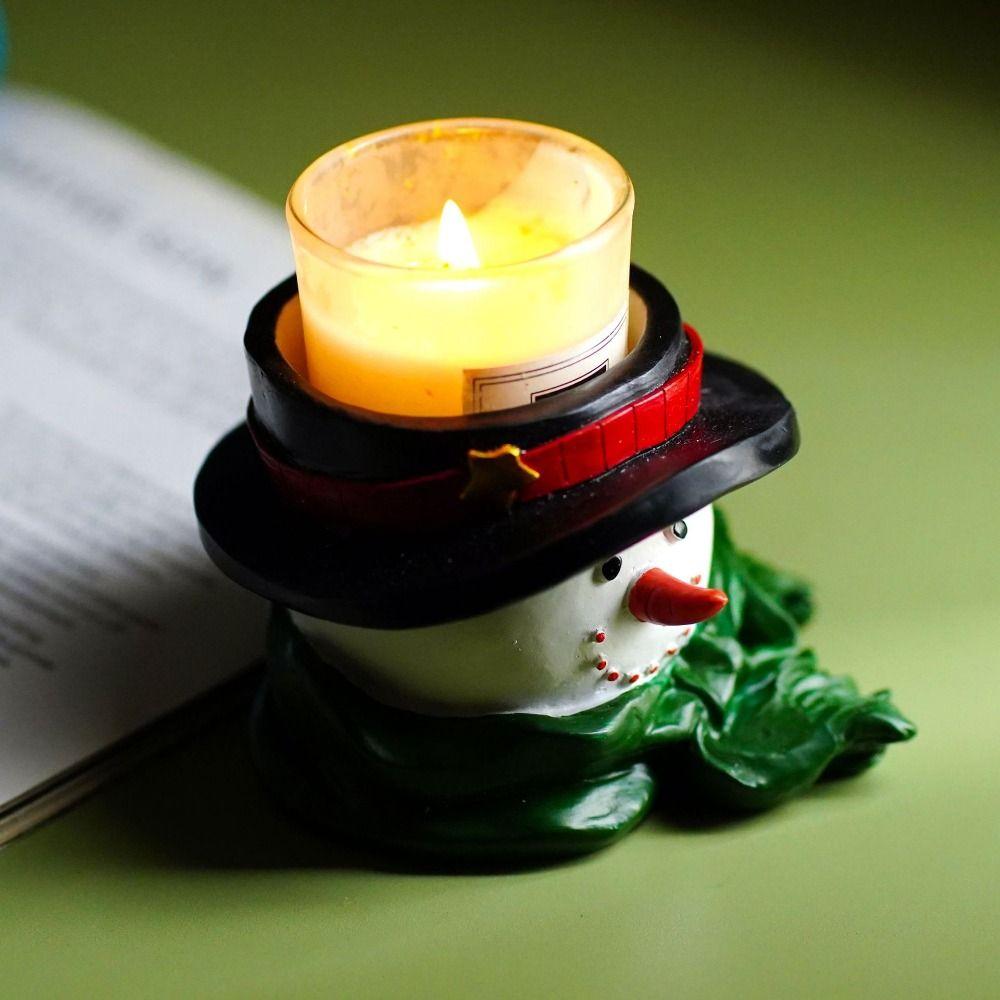 Creative Snowman Candlestick Craft Candlestick Holder Gift Snowman Candlesticks Table Decoration