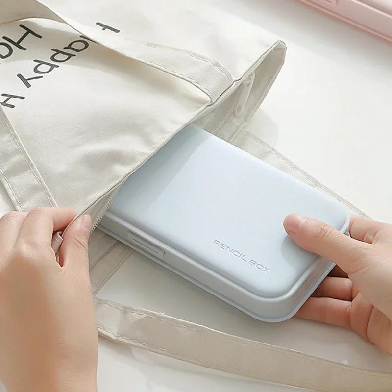 Простой пенал, портативный твердый пенал, канцелярские принадлежности для учеников начальной и средней школы, креативная коробка для хранения конфетного цвета