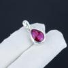 Dainty Kashmir Ruby Gemstone Silver Pendant In 925 Sterling Silver - Handmade Pear Design, Everyday Wear Minimalist Jewelry Father's Day Gift