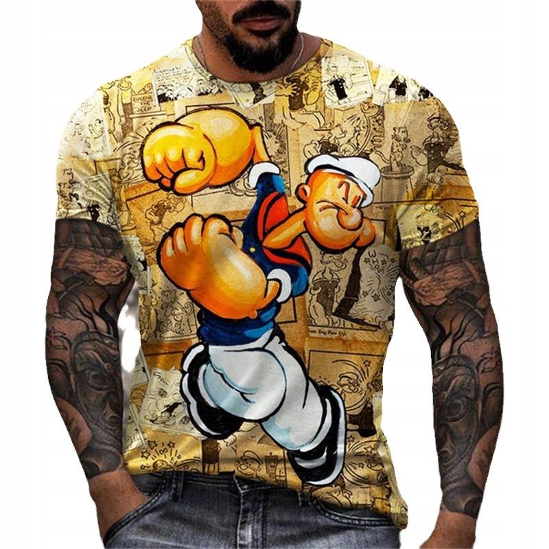 New Men's Comfortable Retro Short Sleeved Summer Fashion Popeye 3D Printed Casual Round Neck T-shirt