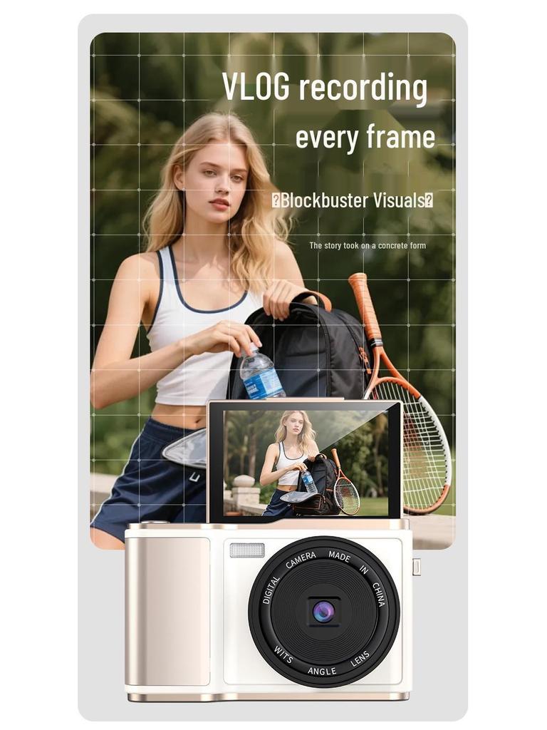 3.0-Inch Large Screen Flip-Out Selfie Camera for Students & Travel Vlogging