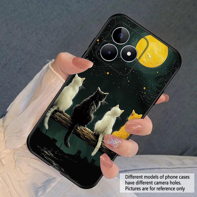 Фоновый Кот Для Oppo Realme 11 12 12X 14 Pro Plus 8 C55 C63 65 67 75 51 53 GT 2 7 Neo 3 5 SE 7 50 силиконовый мягкий чехол для телефона