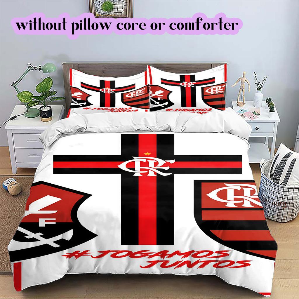 Flamengo football soccer Pattern Bedding,Quilt Set Quilt Cover Pillowcase Home Birthday Gift (1*duvet cover+2*pillowcase,without core)