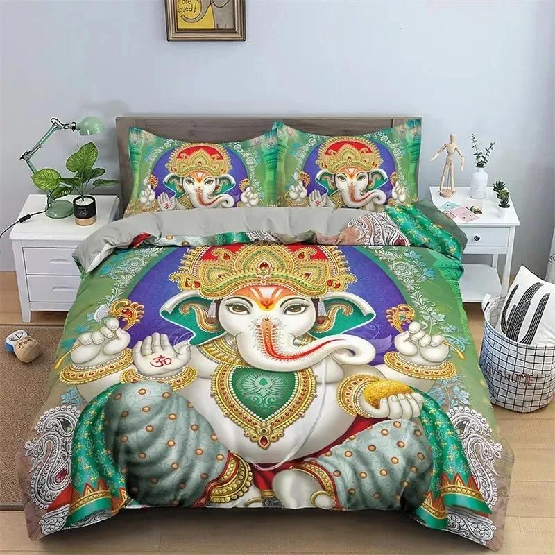 Комплект постельного белья Lord Ganesha Indian Elephant Bohemia Mandala для мальчиков и девочек Twin Queen Size, пододеяльник, наволочка, кровать для детей и взрослых