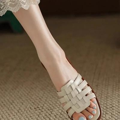 Женские тапочки с неглубоким носком 2024 года, горячая распродажа, женская обувь, модные повседневные тапочки с открытым носком, женские новые тапочки SFlat Zapatos