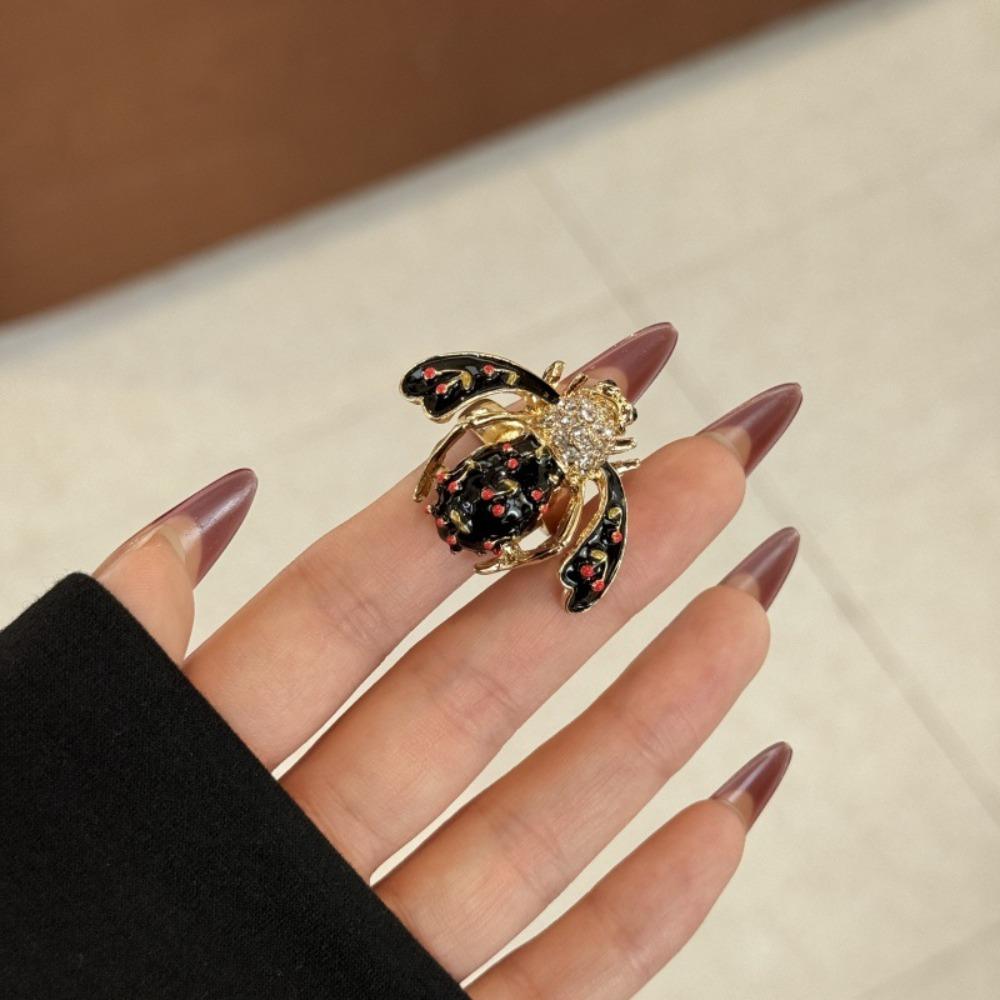 Geometric Insect Drip Oil Ring Korean Style Chunky Enamel Ring Personality Enamel Fruit Ring  Gift