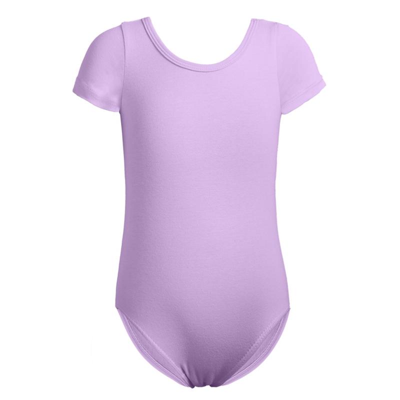 Танцевальный костюм для девочек, комплект из двух предметов, детский однотонный комбинезон с короткими рукавами и балетная юбка