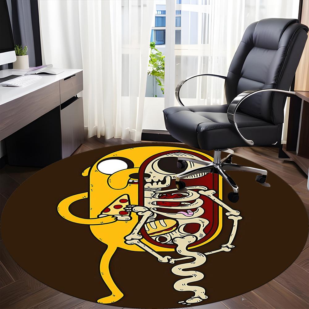 1pc Adventure Time Jake the Dog Skeleton Office Round Area Rug, Under Office Chairs Bedroom Living Room Home Decor, Room Deco