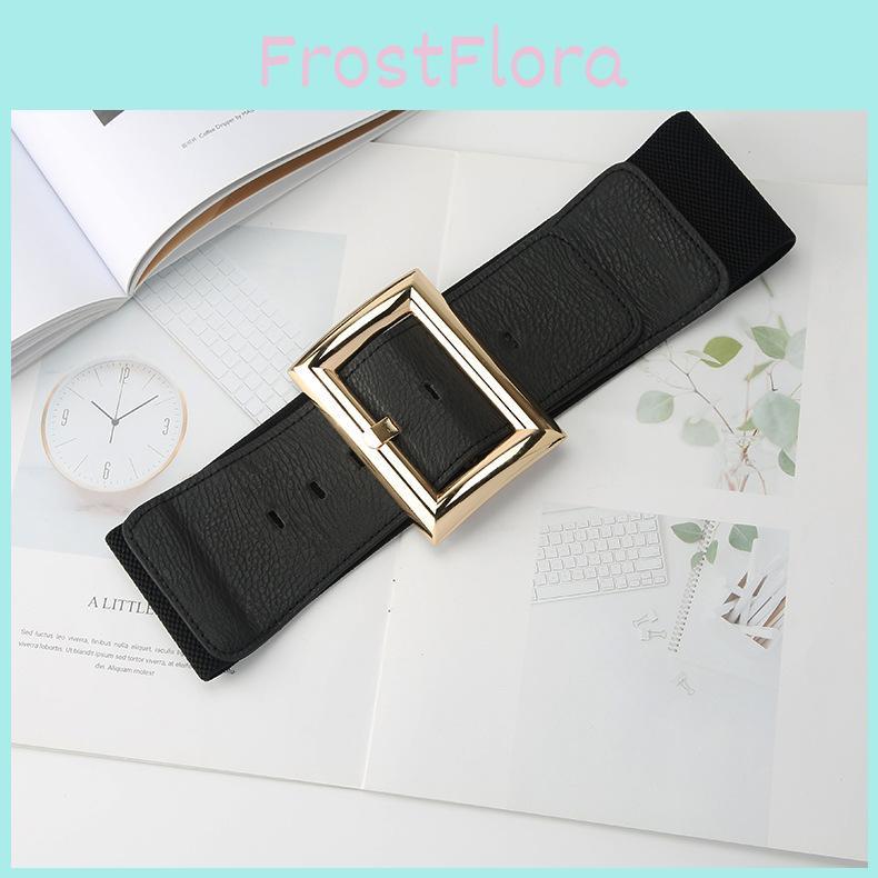 Elegant Faux Leather Wide Waist Belt For Women With Square Buckle And Elastic Fit For Dresses And Coats
