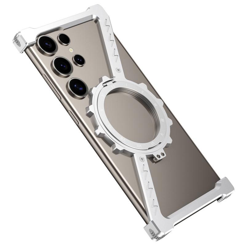 Z Shape Aluminum Alloy Frameless Magnetic Bracket Phone Case For Samsung S25 S24 Ultra S23 Ultra S22 Ultra Shockproof for Magsafe Cover