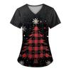 3D Snowman Print V-Neck Short Sleeve T-Shirt Women Men Casual Workwear Comfort Fit 2025