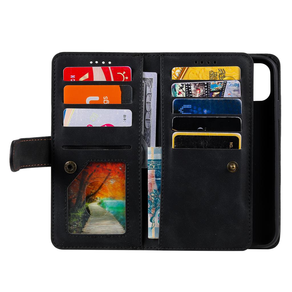 For Motorola Moto G56 5G Case 9 Card Slots Zipper Wallet PU Leather Phone Cover with Wrist Strap