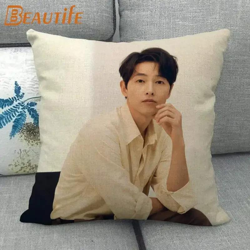 45X45 см Vincenzo Song Joong Ki KPOP наволочка с квадратной молнией, хлопковая льняная ткань, наволочки для спальни, дома, декоративный подарок