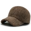 Outdoor Leisure Thickened Ear Warm Hat Men's Hat Autumn and Winter Woolen Cashmere Baseball Cap for The Elderly