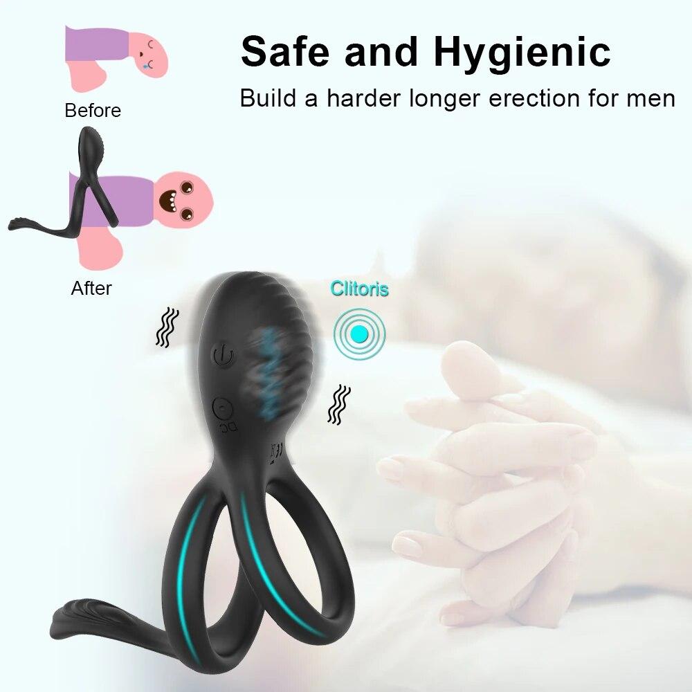 Cockring Vibrator for Men and Woman Wireless Remote Control Penis Rings Delay Ejaculation Sex Toys for Male Chastity Cock Rings