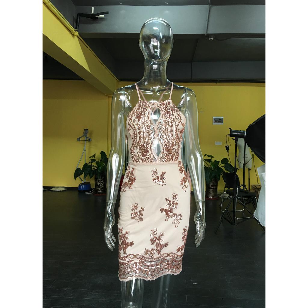 Women's Pass WISH Amazon Casual Holiday Party Sexy Backless Sequin Dresses