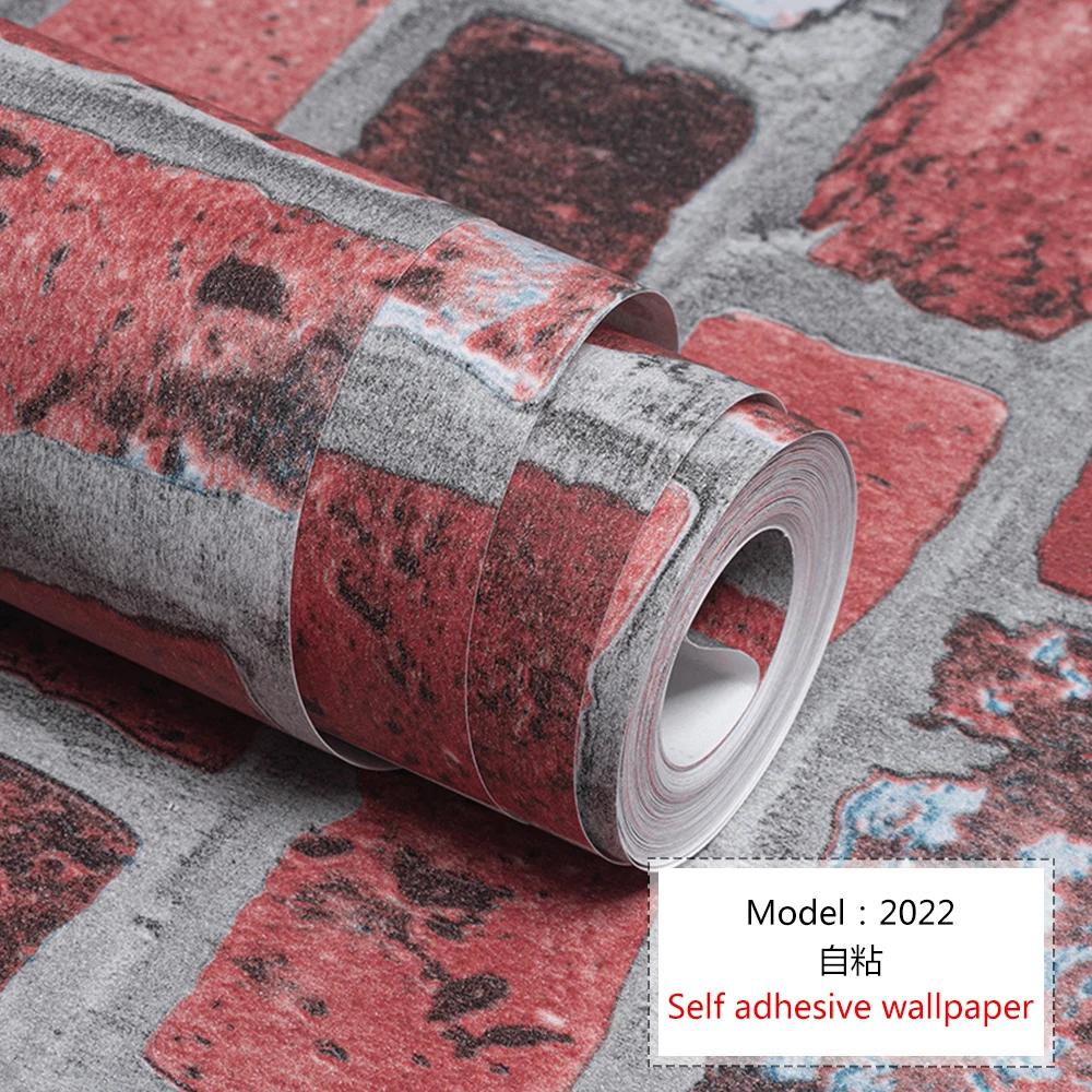 Self Adhesive Wallpaper Cafe Clothing Store Restaurant Brick Pattern Wallpaper 3D Retro Brick Culture Stone Pattern Wallpapers