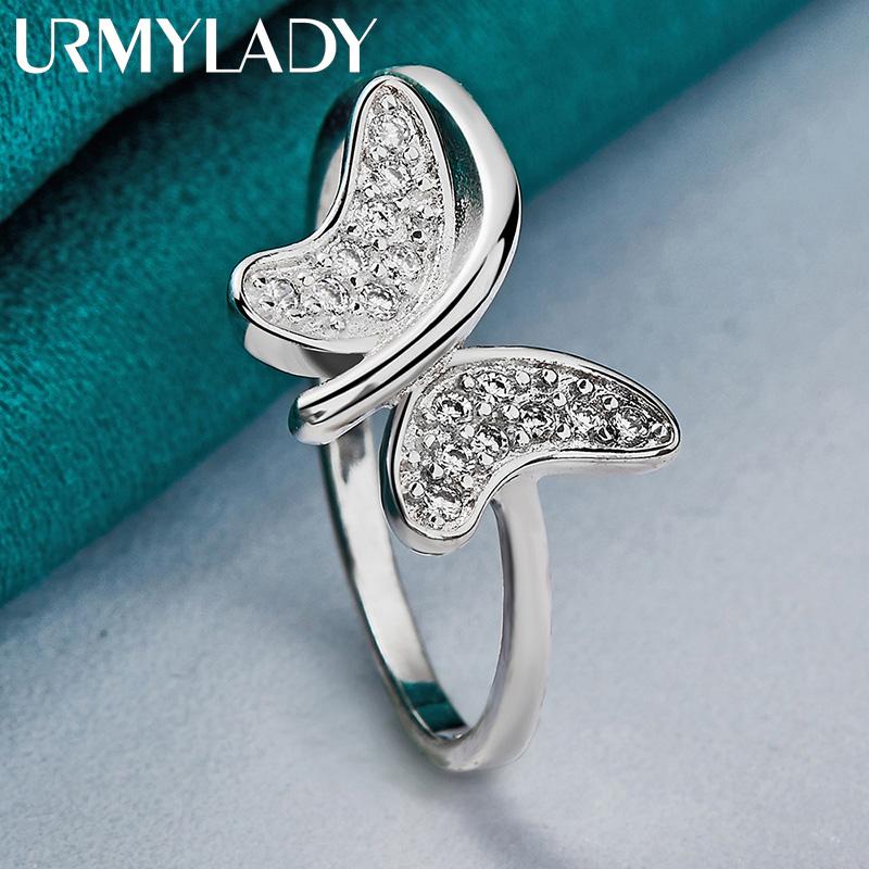 Кольцо из стерлингового серебра 925 пробы с инкрустацией бабочкой цирконом 7 8 9 10 для женщин ювелирные изделия