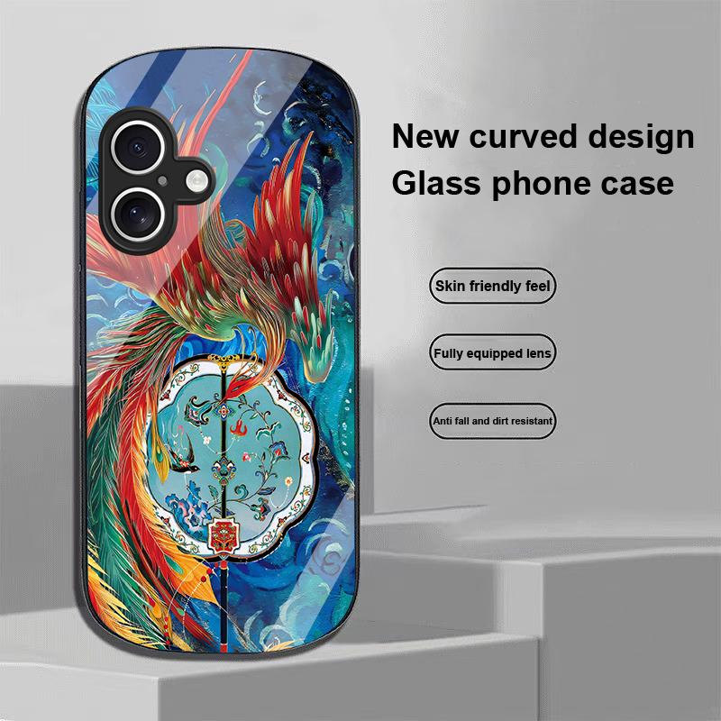 Золотой Феникс Для Apple IPhone 16 11 13 15 14 Pro Max 12 Mini 7 8 Plus XR X XS Чехол для телефона из закаленного стекла эллиптической формы