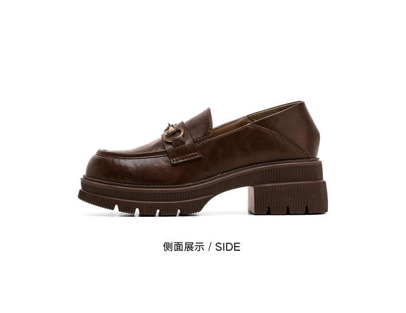 Saturday Fashion Retro Thick Bottom Versatile Le Fu Shoes for Women 2026 Spring New Round Head Comfortable Small Leather Shoes