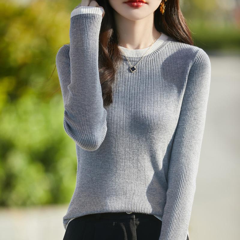 Women's Wool Sweater Qinghe Cashmere 50% Silk 50% Wool Autumn and Winter Wool Pullover Soft and Warm